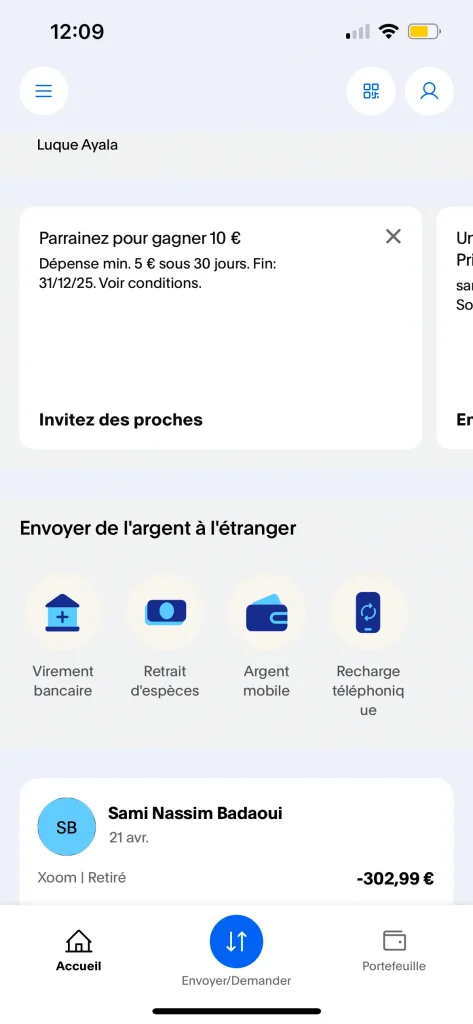 Retrait d'espèces Xoom.com
